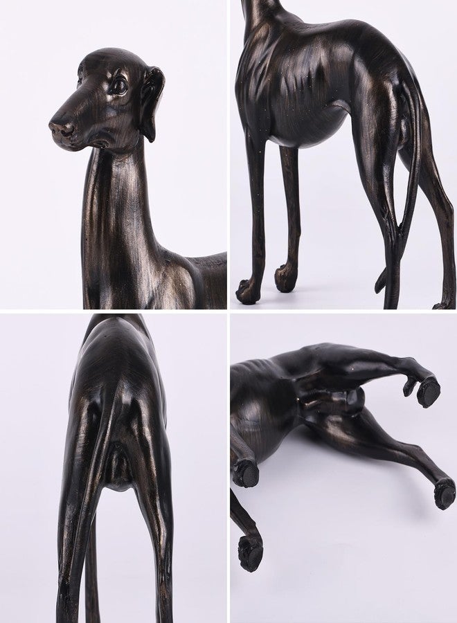 SHENGTIAN Large Resin Greyhound Statue, Antique Bronze Finish Decorative Dog Sculpture, Lifelike Greyhound Figure - Dog Statues for Home Office Decor, Greyhound Gifts - Image 5